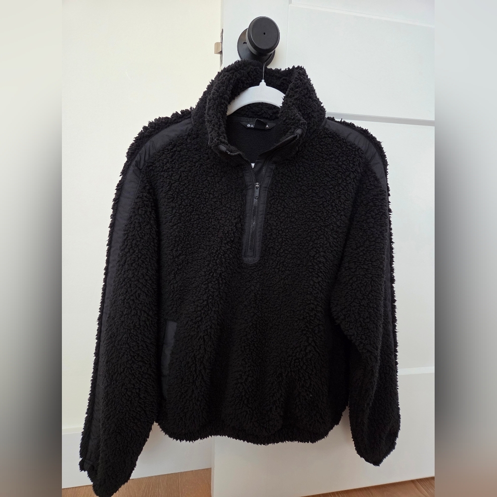 Athleta Black Fleece Sherpa Pullover 1/4 Zip Small Petite